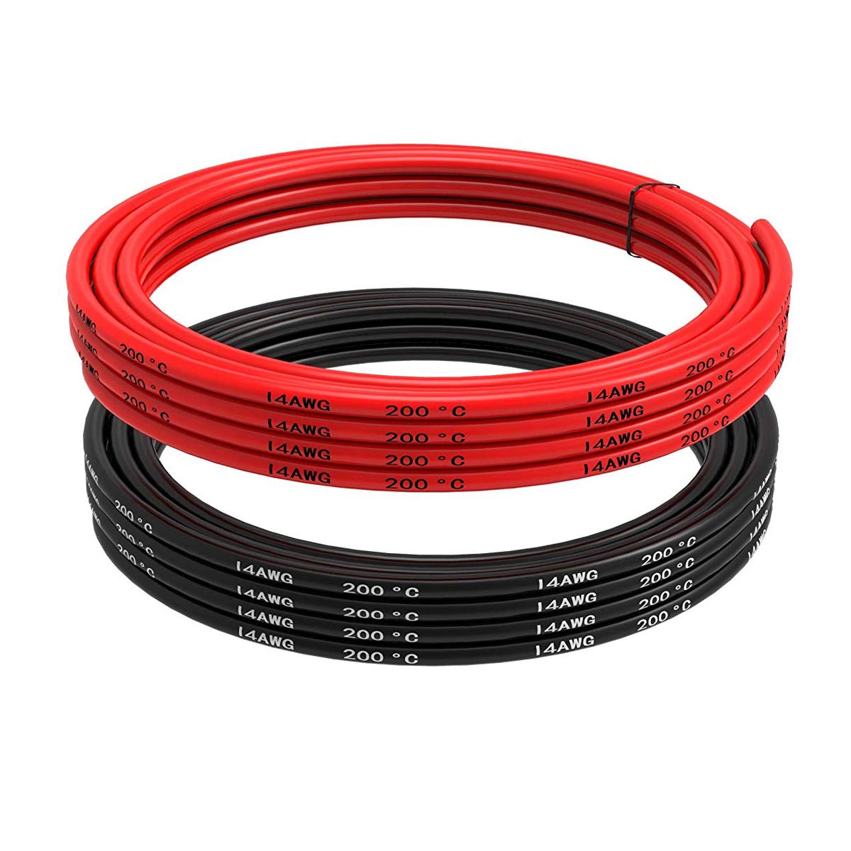 14 Gauge Silicone Wire Soft and Flexible Low Impedance 19.6ft (9.8ft Black and 9.8ft Red), 14AWG Silicone Wire for RC Car, Drone, Airplane Battery etc