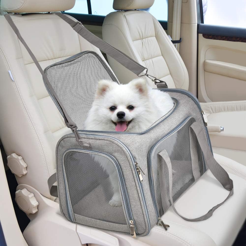 Henkelion Cat Carriers Dog Carrier Pet Carrier for Small Medium Cats Dogs Puppies up to 15 Lbs, TSA Airline Approved Small Dog Carrier Soft Sided, Collapsible Waterproof Travel Puppy Carrier - Grey : Pet Supplies