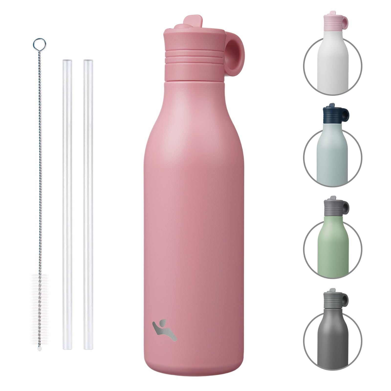 Photo 1 of 18oz Stainless Steel Water Bottle with Straw, Insulated Metal Travel Water Bottle, Reusable and Leak Proof, BPA Free, Double Wall Design, Pink