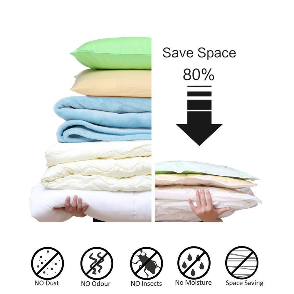 Space Saver Premium Reusable Vacuum Storage Bags 8 Pack Double Zip Seal Leak Valve 2 Jumbo 2