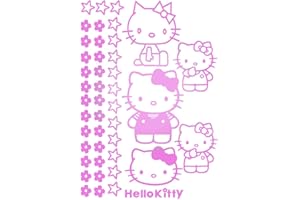 IMPRINTED DESIGNS WALL DECALS Vinyl Art Decal Decor - Hello Kitty - 7" to 9" Each - Cute Trendy Inspiring Lovely Design for Girls Boys Bedroom Closet Playroom Nursery Kinder Daycare Living Room Wall Sticker (Pink)