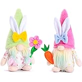 BWFY 2pcs Easter Gnomes Spring Decorations Handmade Plush Easter Gnomes for Spring Tiered Tray Mantel Decoration for Home Party Decorations and Gifts