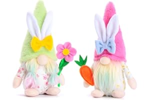 BWFY 2pcs Easter Gnomes Spring Decorations Handmade Plush Easter Gnomes for Spring Tiered Tray Mantel Decoration for Home Party Decorations and Gifts
