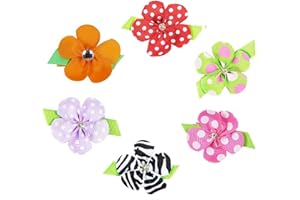 HipGirl Puppy Supplies Dog Accessories for Large Dogs,Dog Hair Bow,Dog Hair Bows for Medium Dogs,Pet Hair Accessories Bows for Dogs,Pet Grooming Products-Small Dog Bows Hair Clips (6ct Petal Flower)