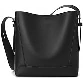 Genuine Leather Bucket Tote Bag for Women, Crossbody Purse with Adjustable Strap, Shoulder Bag for Work and Travel