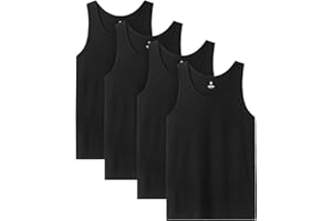 LAPASA Men's 100% Cotton Tank Top Ultra Soft Sleeveless Crewneck Breathable A-Shirts Basic Solid Undershirts Vest 4 Pack M36