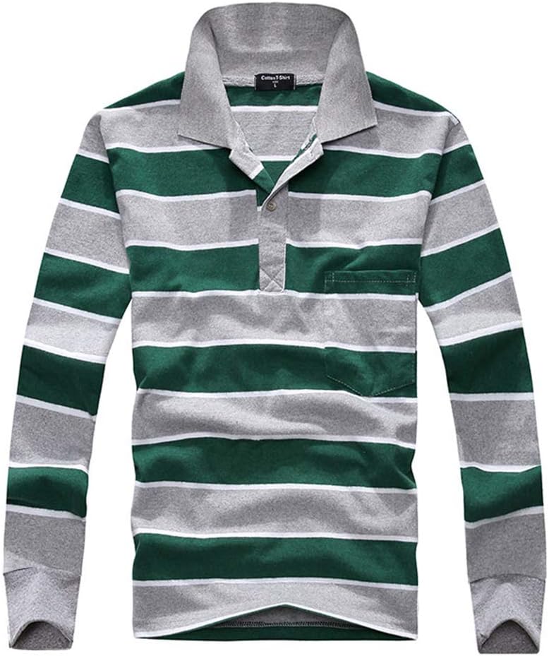 ZBSPORT Mens Business Work Cotton Polo T Shirt Long Sleeve Pique Casual Golf Top