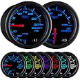GlowShift 7-Color Boost/Vacuum Gauge Kit - 52mm, 2.0 BAR, Smoked Lens, Mechanical Hose & Fittings