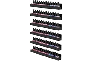 FEMELI Nail Polish Wall Rack: 6 Shelves 15 Inch Acrylic Nail Polish Holder Organizer for 66-90 Bottles, Multi-Purpose Acrylic Floating Shelves (15 Inch, Black)