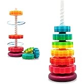LUCKFUTURE Educational Spinning Stacking Toys, Rainbow Stacking Rings Baby Toy, Montessori Sensory Learning Toy for Girls and Boys Toddlers Toys for 1-3 Year Old