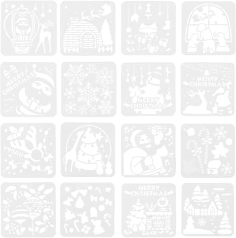 Amazon Co Jp Artibetter クリスマスステンシルシート図面テンプレート絵の具セット塗り絵知育玩具子供男の子女の子小学生ドローイングス描画ルーラーお絵かき描画ツール16枚 ホーム キッチン
