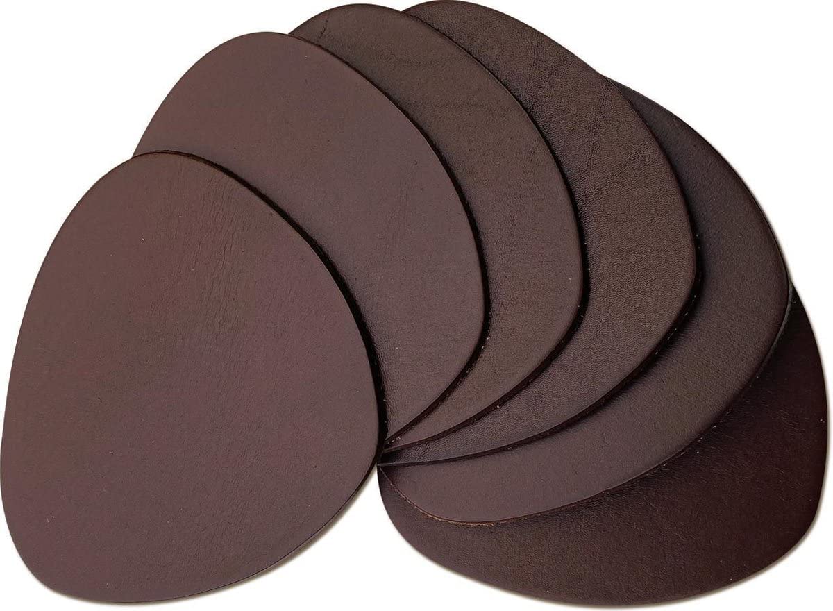 Brute Strength - Full grain leather coasters - Brown - Semi-round - 10 pcs - Ovale coaster for glass - Coasters for drinks - includes holder