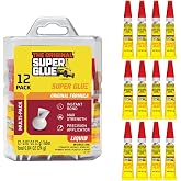 Super Glue Liquid, 2 Gram Tubes, 12-Pack, Clear, Instant Bonding, Fast Dry, Cyanoacrylate Adhesive, Precision Tip for Wood, Metal, Plastic, Crafts, Ceramic, and Toy Repairs