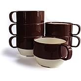 Sicaluya 11 oz Stackable Plastic Coffee Cups with Handle (6 Pack), Lightweight Party Cup for Kids & Adult & Elder, Dishwasher & Microwave Safe, Unbreakable Mug set for Water, Coffee, Milk, Juice, Tea