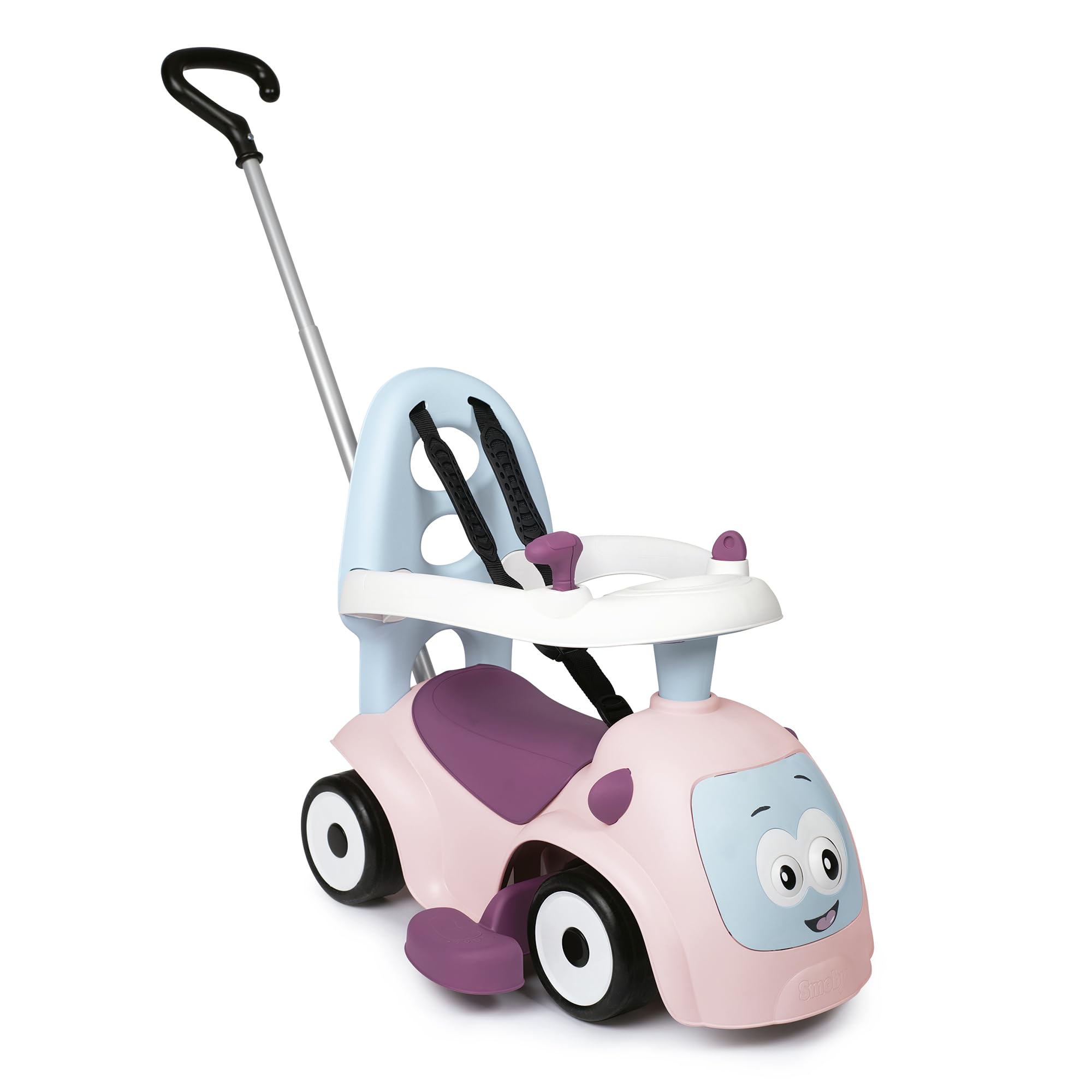 Smoby - Maestro Balade Pink Ride-On - 3 in 1 Evolutionary - Adjustable Parental Cane - Safety Bar - Silent Wheels - Electronic Horn, Gear Lever, Mechanical Key - Toy Box - From 6 months