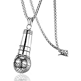 Fusamk Punk Stainless Steel Microphone Pendant Necklace,24" Box Chain