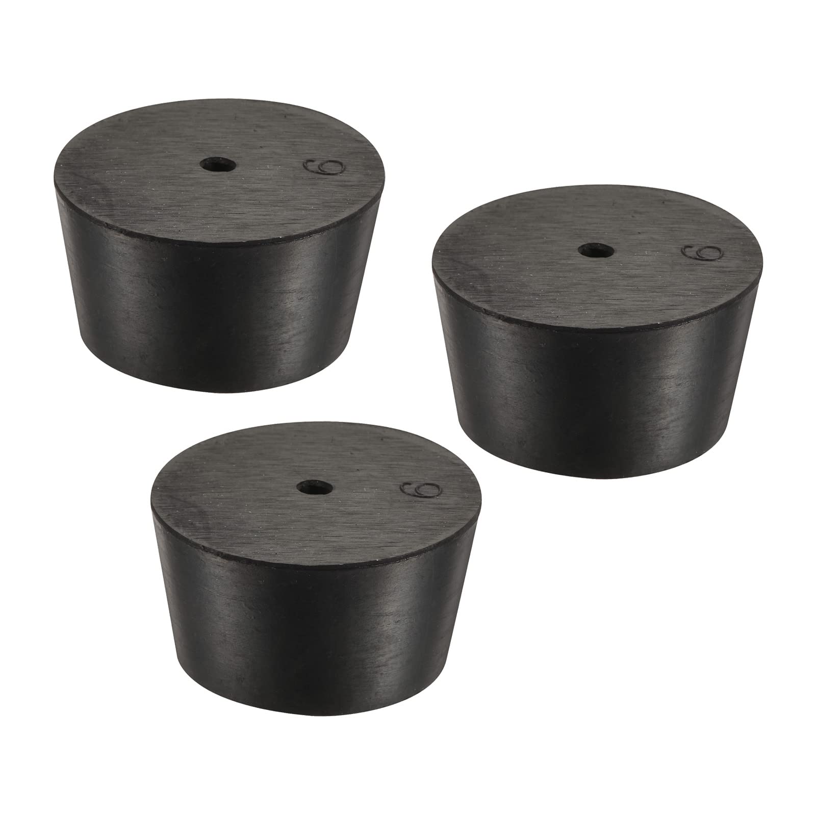 YOKIVE 3Pcs Rubber Stoppers with Hole, Tapered Plugs with High-temperature Resistance | Protect Hole, Great for Lab Industry (Black, 37mm to 45mm)