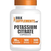 BulkSupplements.com Potassium Citrate Capsules - Mineral Supplement, Potassium Citrate 99mg - Gluten Free, 1 Capsule per Serving, 500 Count (Pack of 1)