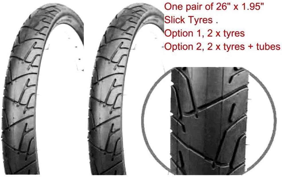 Redneck Sports RDK MTB Slick Tyres 26" x 1.95" City Slick Mountain Bike Slick Pair of Tires