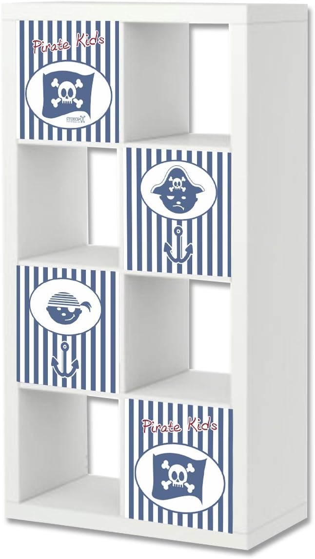 Pirate Kids Red Furniture Film | ER10 | Sticker set matching to the shelf EXPEDIT/KALLAX of IKEA (furniture not included) | STIKKIPIX