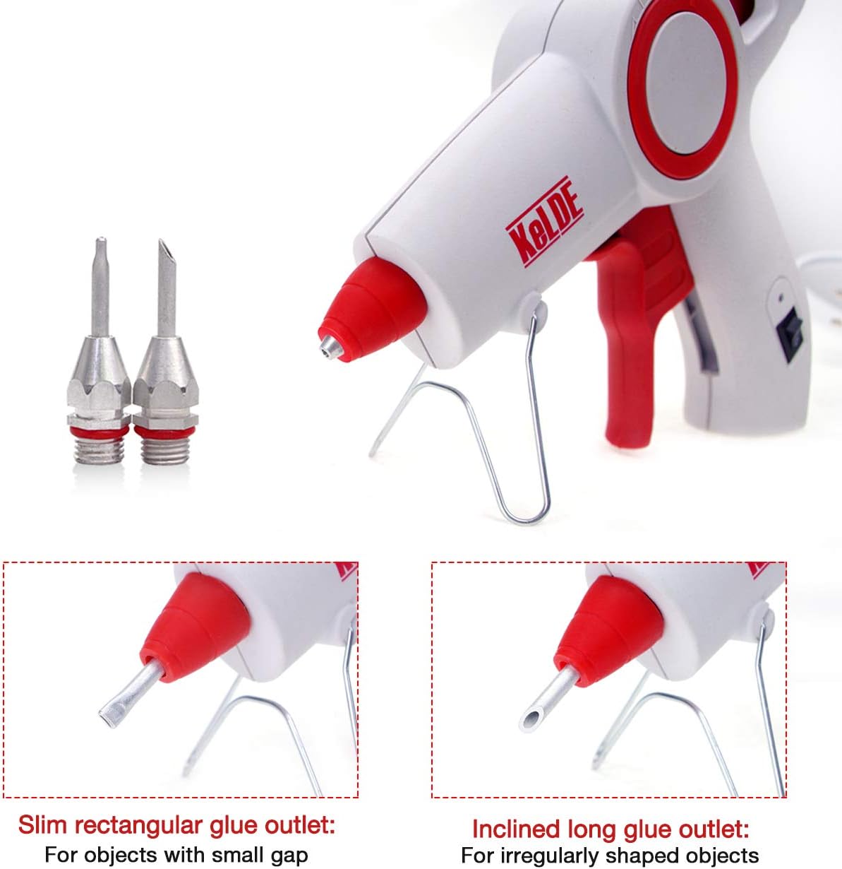 Hot Glue Gun Kit, KeLDE 60 Watts Full Size Glue Gun, Includes 20pcs 4x0.44-inch Glue Sticks, with 2-Piece Extra Changeable Fine Tip Nozzles, On/Off Switch and LED Indicator: Home Improvement