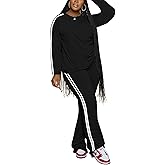 Aomice Women 2 Piece Outfits Crewneck Long Sleeve Tops and Flare Pants Lounge Sets Tracksuits
