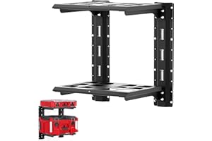 ZELVORO Upgraded Carbon Steel Packout Shelves, 48-22-8480 Compatible with Mil. Waukee Packout Shelf Wall Mount, 80 lbs Load Capacity, Extended 23-inch E-Track, 2-Shelf
