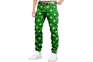 Men's St. Patrick's Day Cargo Shamrock Pants Irish Traning with Multiple Pockets for Casual Outdoor Athletic Track Pants