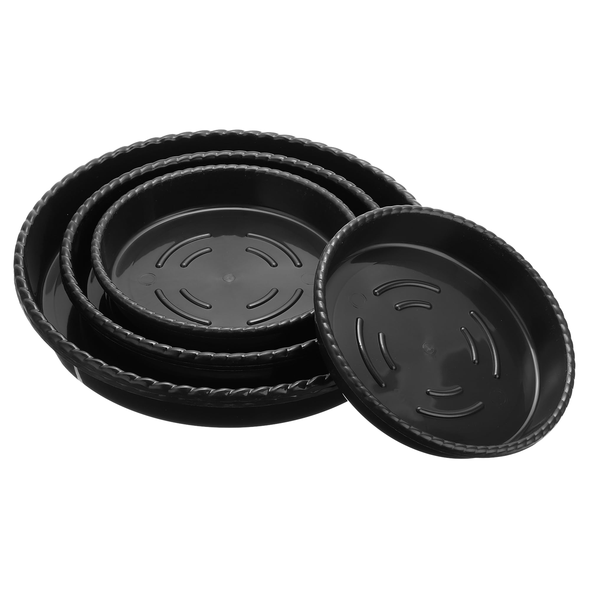 M METERXITY 6 Pack Planter Saucers - Plastic Plant Tray Flower Pot Drip Trays Round Apply to Outdoor/Garden (6"/8"/10", Black)