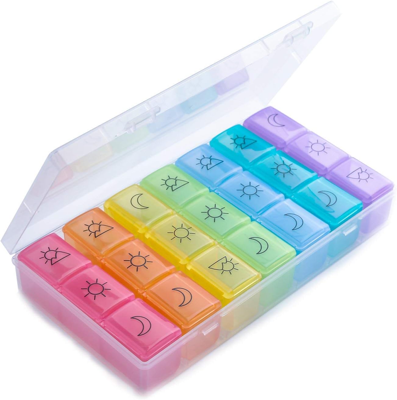 7 Day Pill Case Large (3 Times a Day), Weekly Pill Organizer (Morning