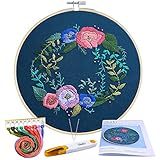 Caydo Rose Garden Embroidery Starter Kit Cross Stitch Kit Including Embroidery Cloth with Printed Pattern for Beginner