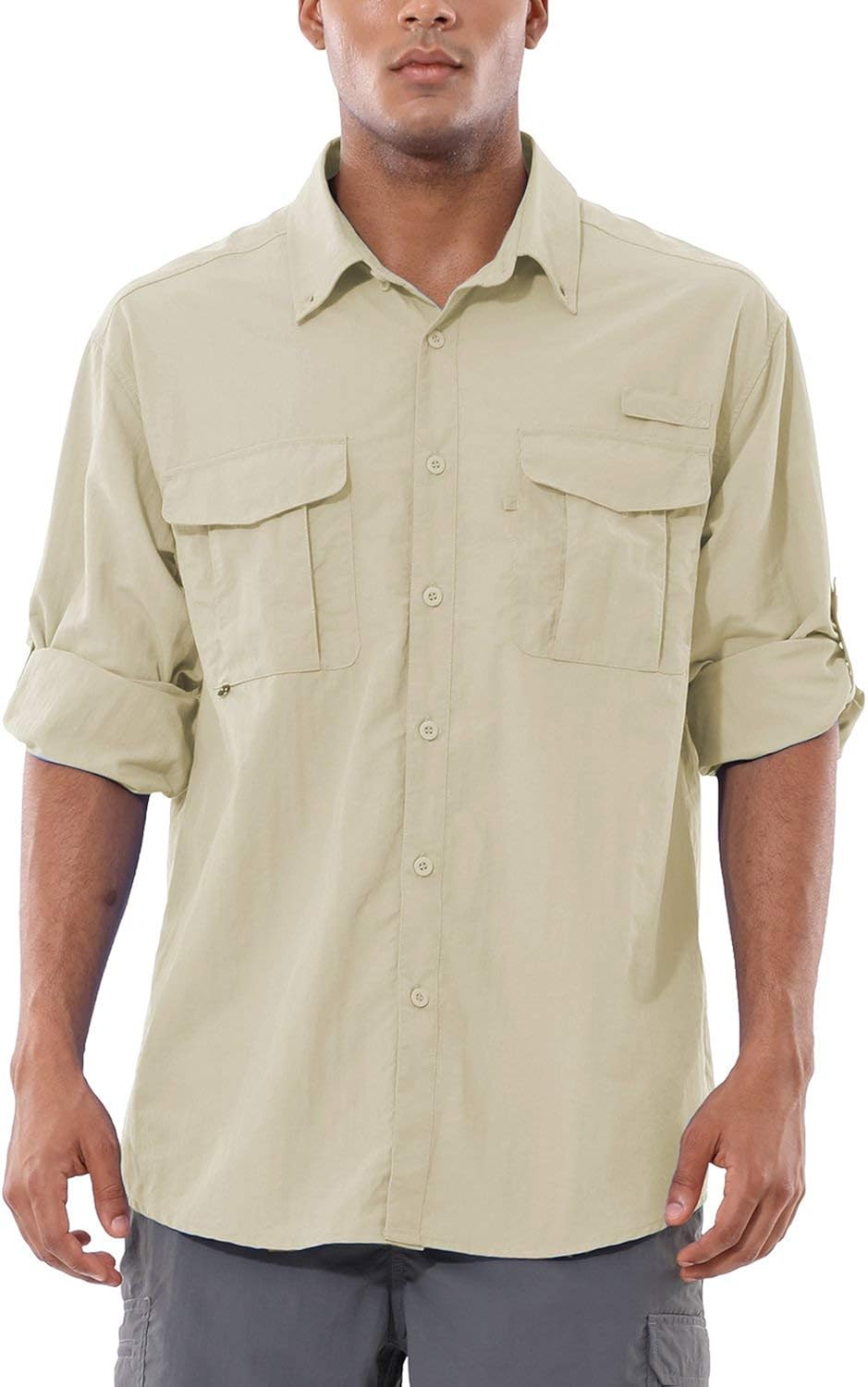 BALEAF Men's UPF 50+ Hiking Shirt Long Sleeve Shirt Outdoor Lightweight Quick Dry Fishing Shirts: Clothing