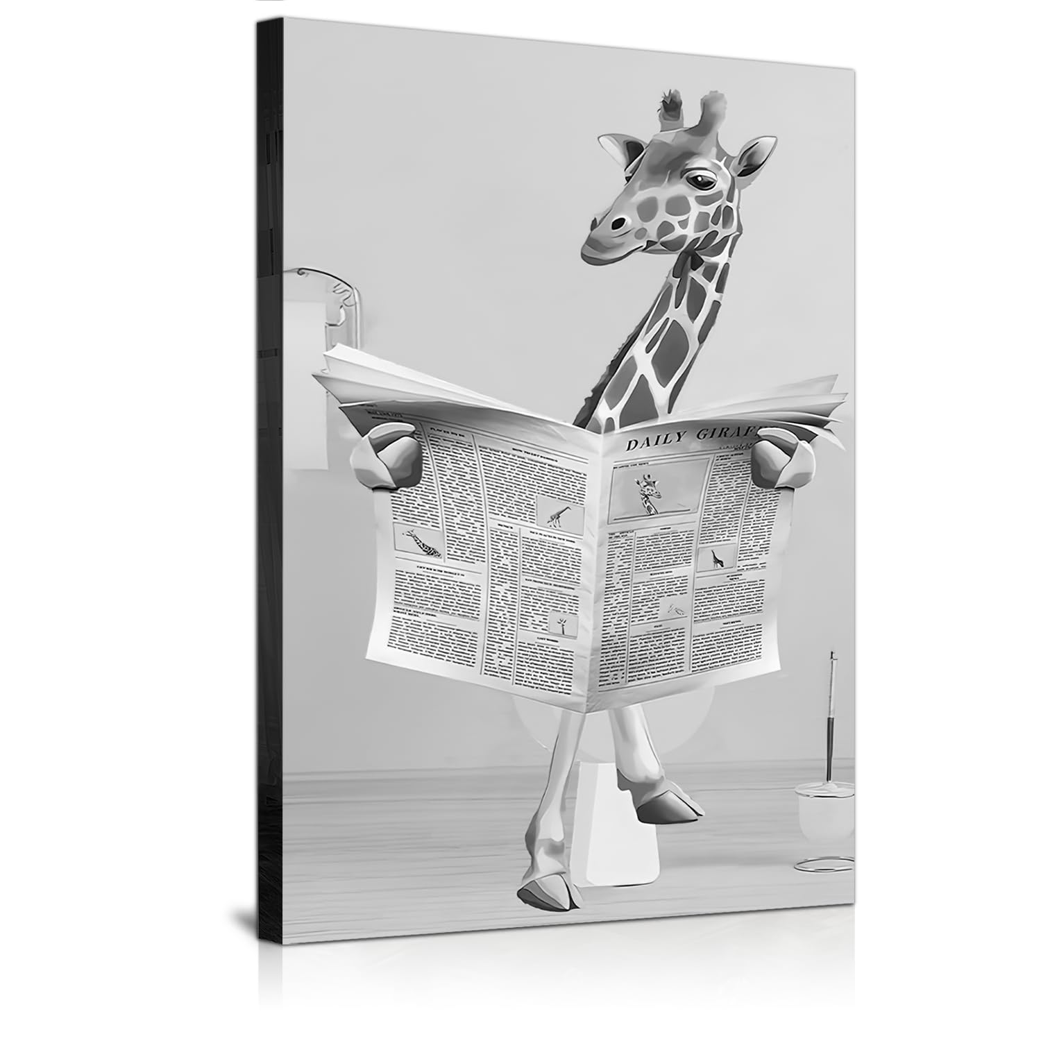 JNAOZI Bathroom Black and White Canvas Painting, Black White Vintage Canvas Pictures, Bathtub Animal Print Canvas Painting Poster, Without Frame (F7, 60 x 90 cm x 1)