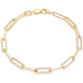 EVE'S ADDICTION CZ Paperclip Chain Bracelet - Gifts for Mom