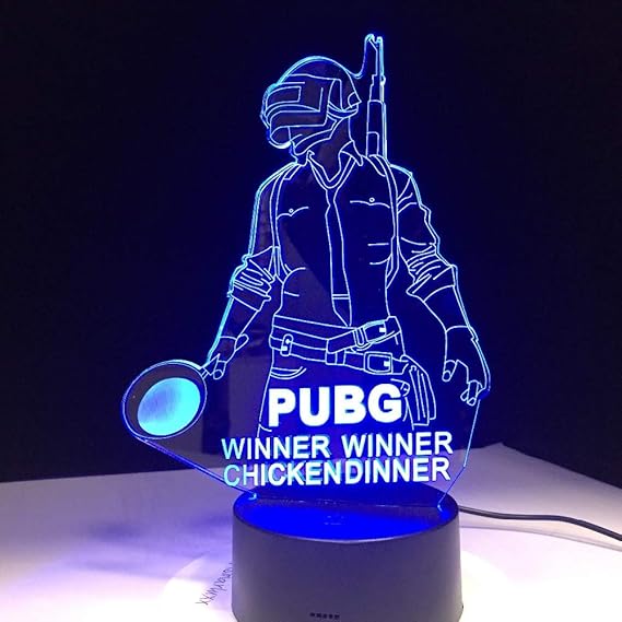 Coole Welt heißen FPS-Spiel Spieler unbekannt Schlachtfelder 3D-Lampe PUBG Gewinner Gewinner Huhn Abendessen 7 Farben ändern 