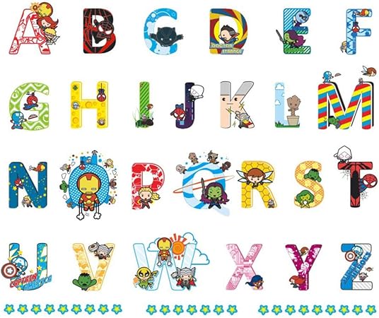 Ufengke Stickers Muraux Alphabet Anglais Abc Et Super Heros Autocollant Mural Lettres Pour Chambre Enfants Garcon Decoration Murale Amazon Fr Cuisine Maison