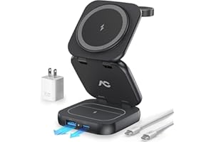 5-in-1 Wireless Charger for Magsafe, AC ISLAND Aluminum Charging Station for Apple, 15W Snap Magnetic Multi Charging Stand Do