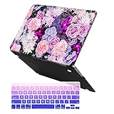 MacBook Air 13 Inch Case, iCasso Rubber Coated Soft Touch Hard Shell with Keyboard Cover,Only Compatible MacBook Air 13 Inch (Model A1369/A1466),Not Fit 2018 Version Model A1932, (Purple Flower)
