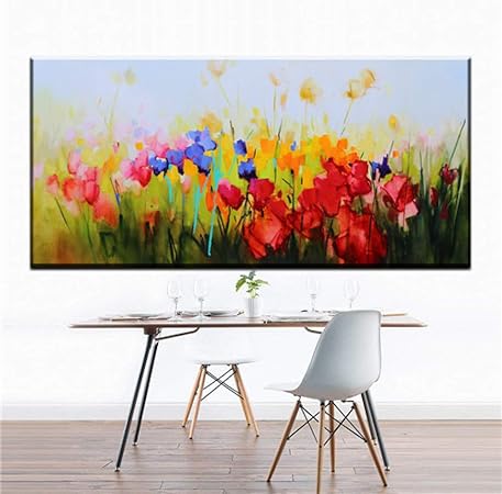 Nimcg Plante Maison Decoration Murale Toile Peinture Art Bleu Clair Arbre Gras Toile Photo Peinture A L Huile Art Peinture Salon Chambre Decoration Sans Cadre A5 20x40cm Amazon Fr Cuisine Maison