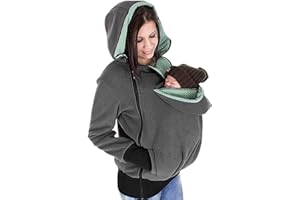 SGASY Womens Fall Maternity Kangaroo Costumes 3 in 1 Multifunction Hooded Coat for Baby and Mother Warm and Windproof