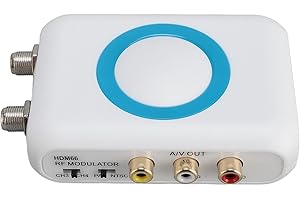 RF Modulator, HDMI to Coaxial RF R CA Converter VHF Modulator Adapter with Female F Type Antenna in Out for DVR Laptop Cable 