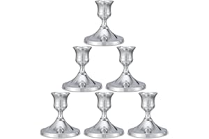 DECKALY Candlestick Holders Taper Candle Holders, 6PCS Silver Candle Holder Set for Table Centerpiece, Vintage Candle Stand for Table Centerpieces, Home Decor,Weddings,Festival and Parties (6, Silver)