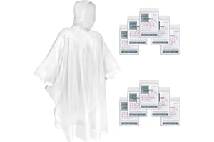 TORASO Rain Poncho with Hood for Adults, Disposable Clear Rain Poncho Adult Emergency Raincoats Disposable（YP, 10pcs）