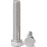 Joamang M8-1.25 x 90mm Hex Head Bolts, Hexagon Head Screws, M8 x 1.25 Bolts, 304 Stainless Steel(A2-70), Metric Fully Thread, Bright Finish, Quantity 10