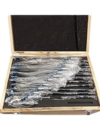 Hfs (R) 12pcs (0 Micrómetro De Exteriores 12"x0.0001") Premium Set Metal Sólido marco punta de carburo Madera Caso