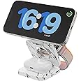 KU XIU Fast Wireless Charger, Magnetic Foldable 3 in 1 Charging Station for iPhone 16/15/14/13/12/Pro/Plus/Pro Max, 5W Portable Charger for Apple Watch9/8/7/6/5/4/SE, for Airpods