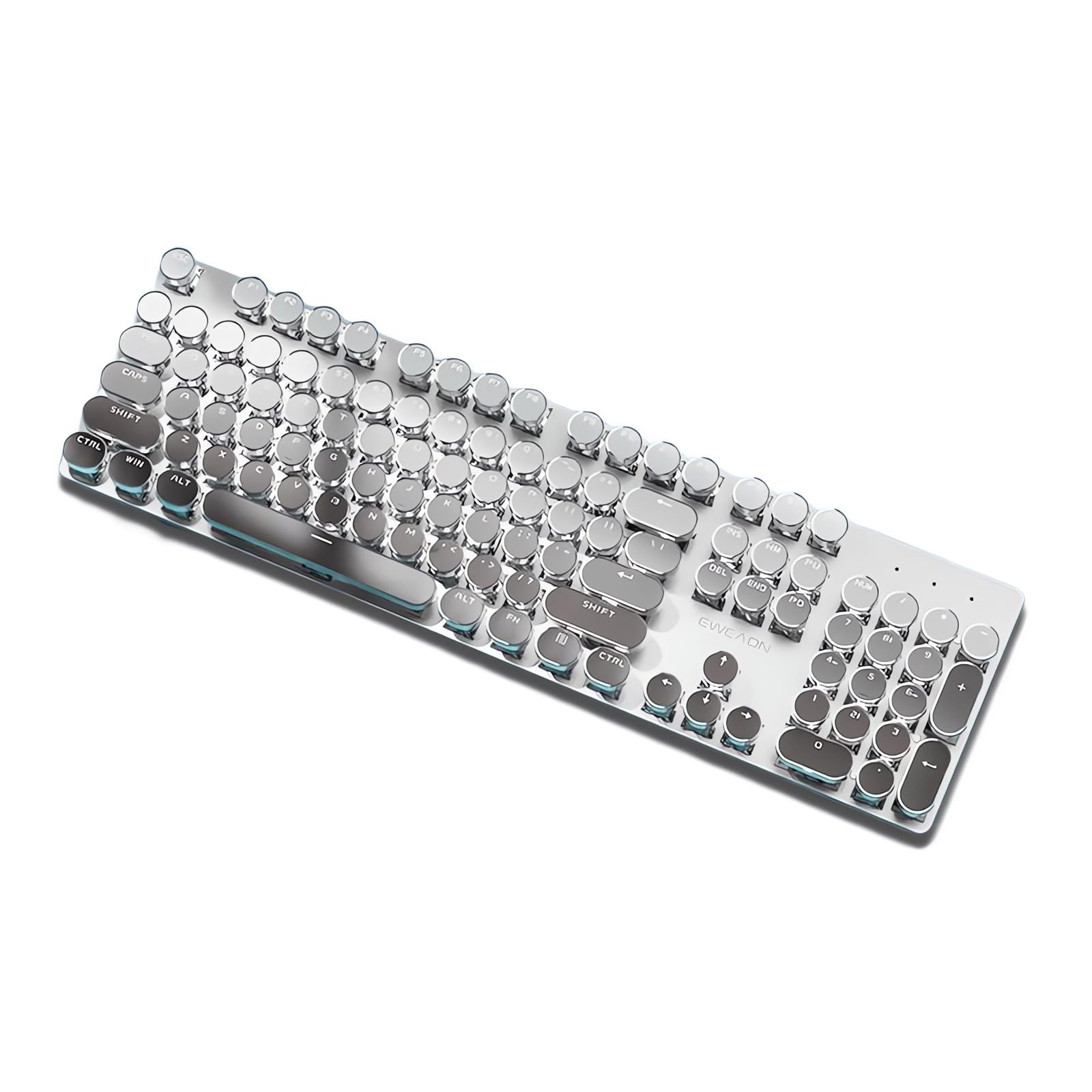 Photo 1 of TISHLED Tri-Mode Typewriter Style Mechanical Gaming Keyboard Wireless 2.4G/Bluetooth 5.0/Wired USB-C White LED Backlit 104-Key NKRO Clicky White Switches Retro Round Keycap Metal Panel, Grey Gradient