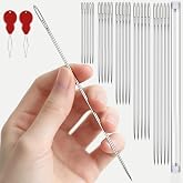 25Pcs 5 Sizes 4‑8 Inch Large‑Eye Extra Long Upholstery Hand Sewing Needles | 4-5-6-7-8 inch, large‑eye Long hand sewing needles with 2 Needle threaders for quilting &amp; thick‑fabric craft projects