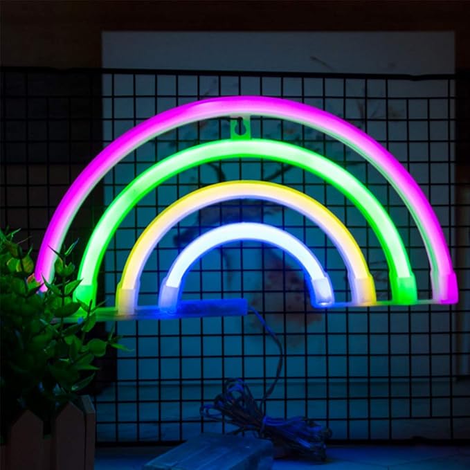 ENUOLI Regenbogen Neon Light Regenbogen Neon Sign-Nachtlichter Wand-Dekor Dekoration LED-Licht für Kinderzimmer Schlafzimmer 