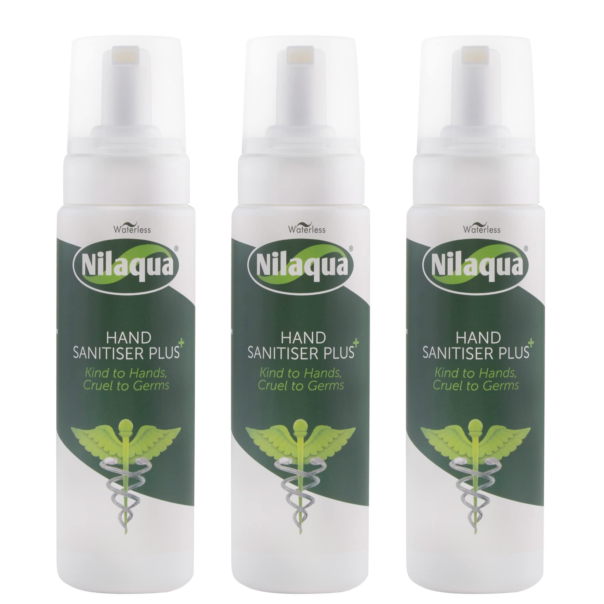 Nilaqua Foaming Hand Sanitiser, Alcohol Free and Fragrance Free, Kind To Hands and Nourishing 200ml Trio Pack Hospital Grade, Effective against major Viruses & Bacteria